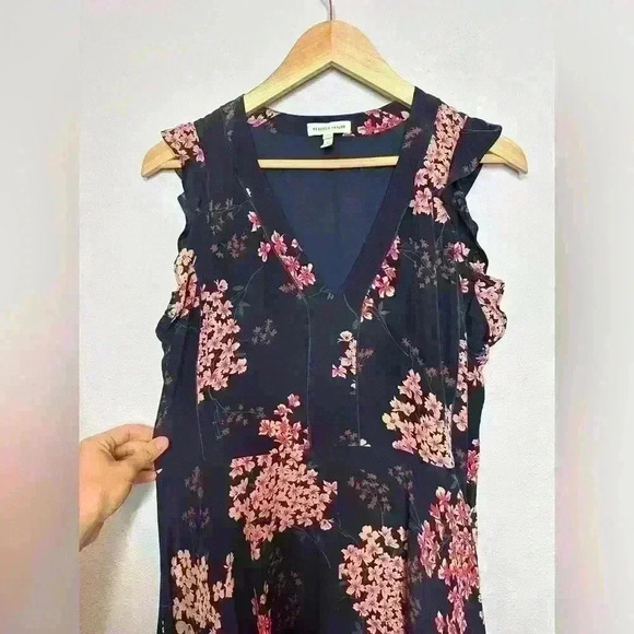 Rebecca Taylor Silk Navy Blue Floral Dress size 6 - Picture 4 of 7